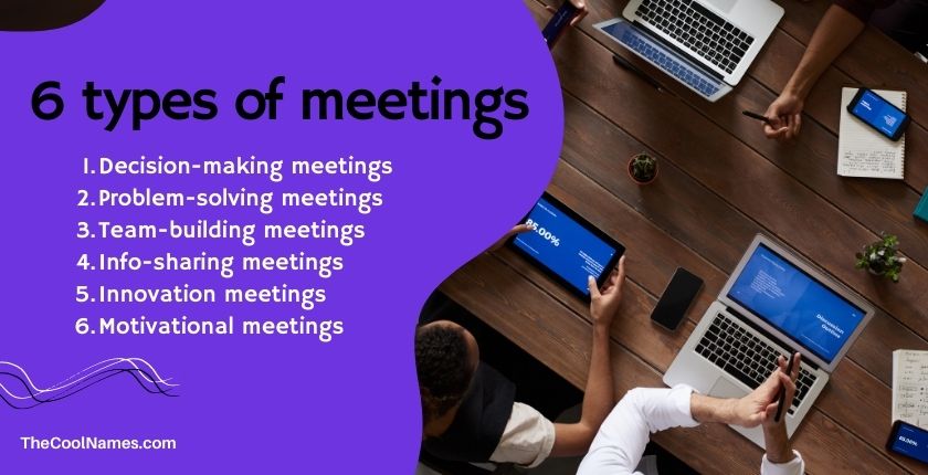 What are the six types of meetings